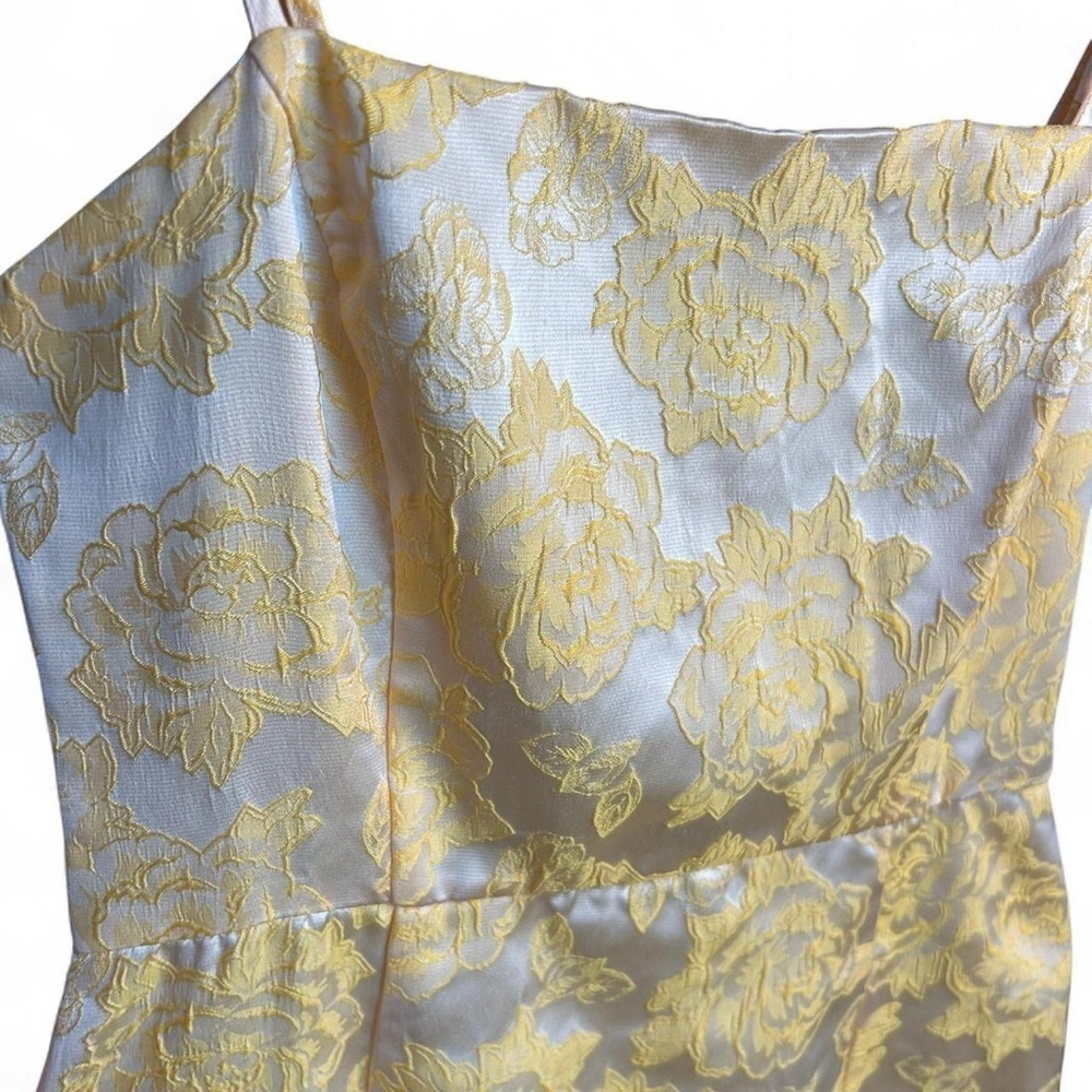 Lulus Bright Blooms Champagne Yellow Floral Jacquard Maxi Dress💛 Small - Picture 4 of 12